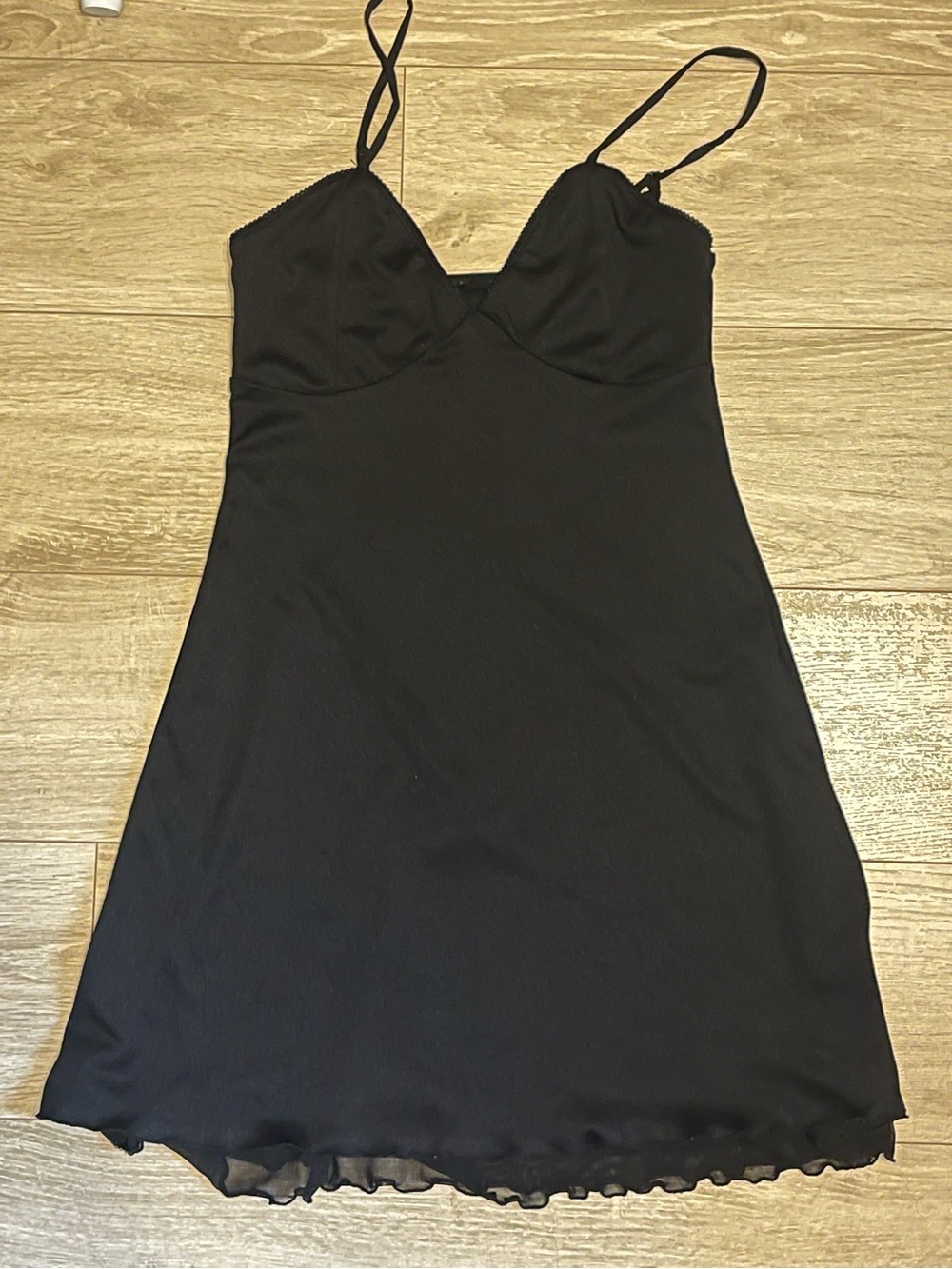Black Slip Dress with Spaghetti Straps